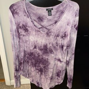 Purple tie dye long sleeve shirt XS